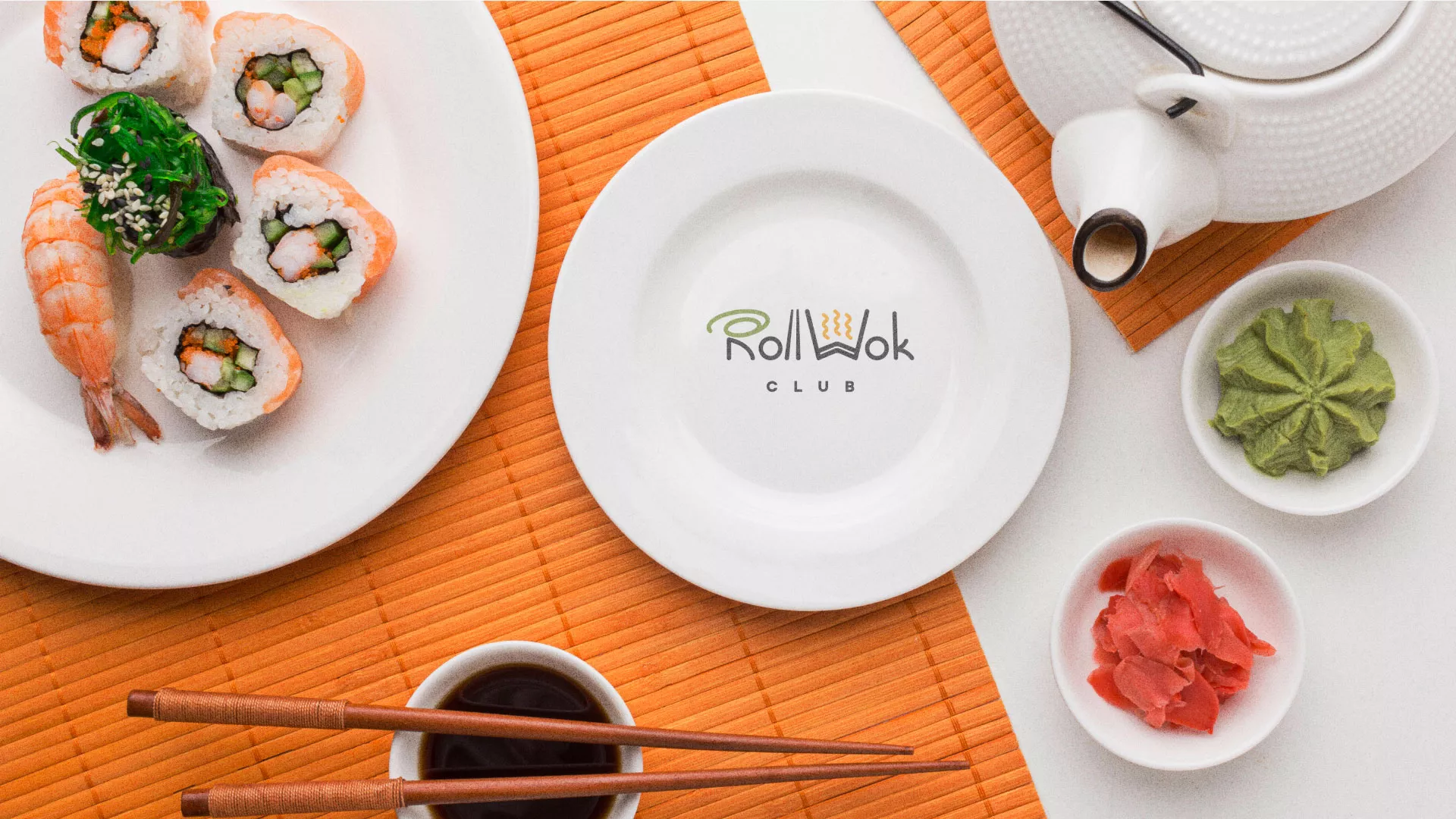 Разработка логотипа и фирменного стиля суши-бара «Roll Wok Club» в Дагестанских Огнях