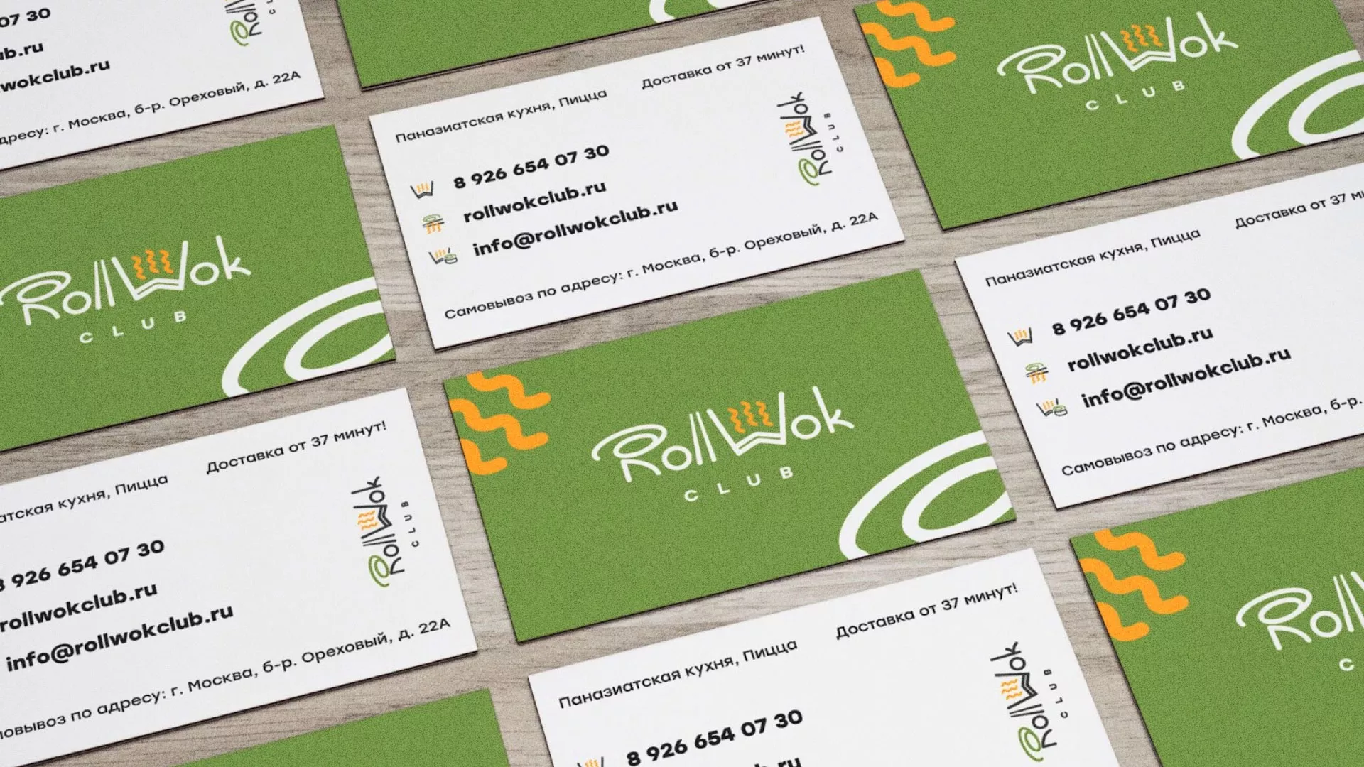 Разработка дизайна визиток суши-бара «Roll Wok Club» в Дагестанских Огнях